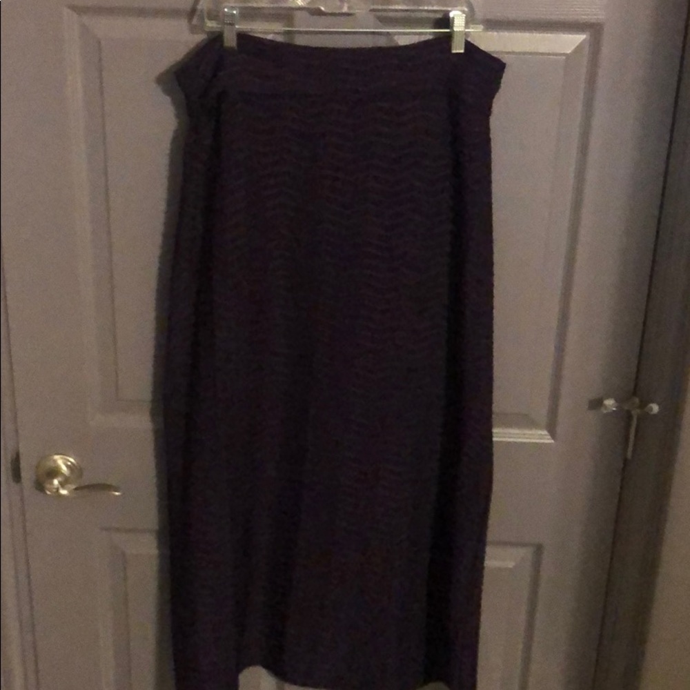 Fold over waist soft knit deep purple maxi skirt.